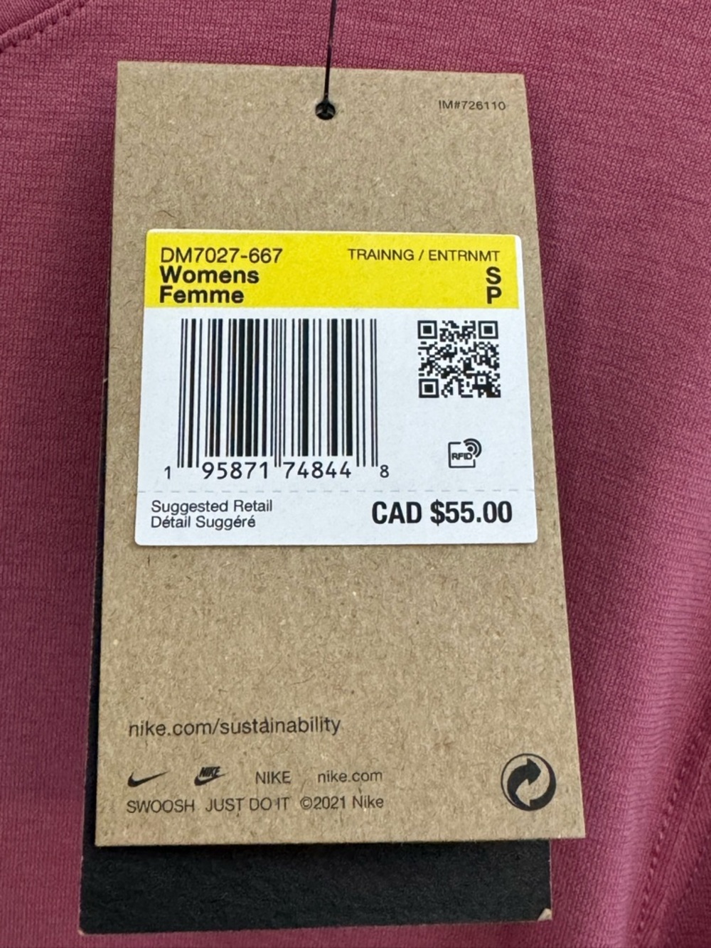 NIKE Yoga - NWT Pink Dri-Fit Long Sleeve Shirt - Size S - Picture 9 of 11